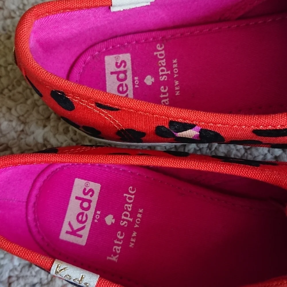 Kate Spade X Keds Sneakers Pointed Toe Orange Black Floral Print size 6